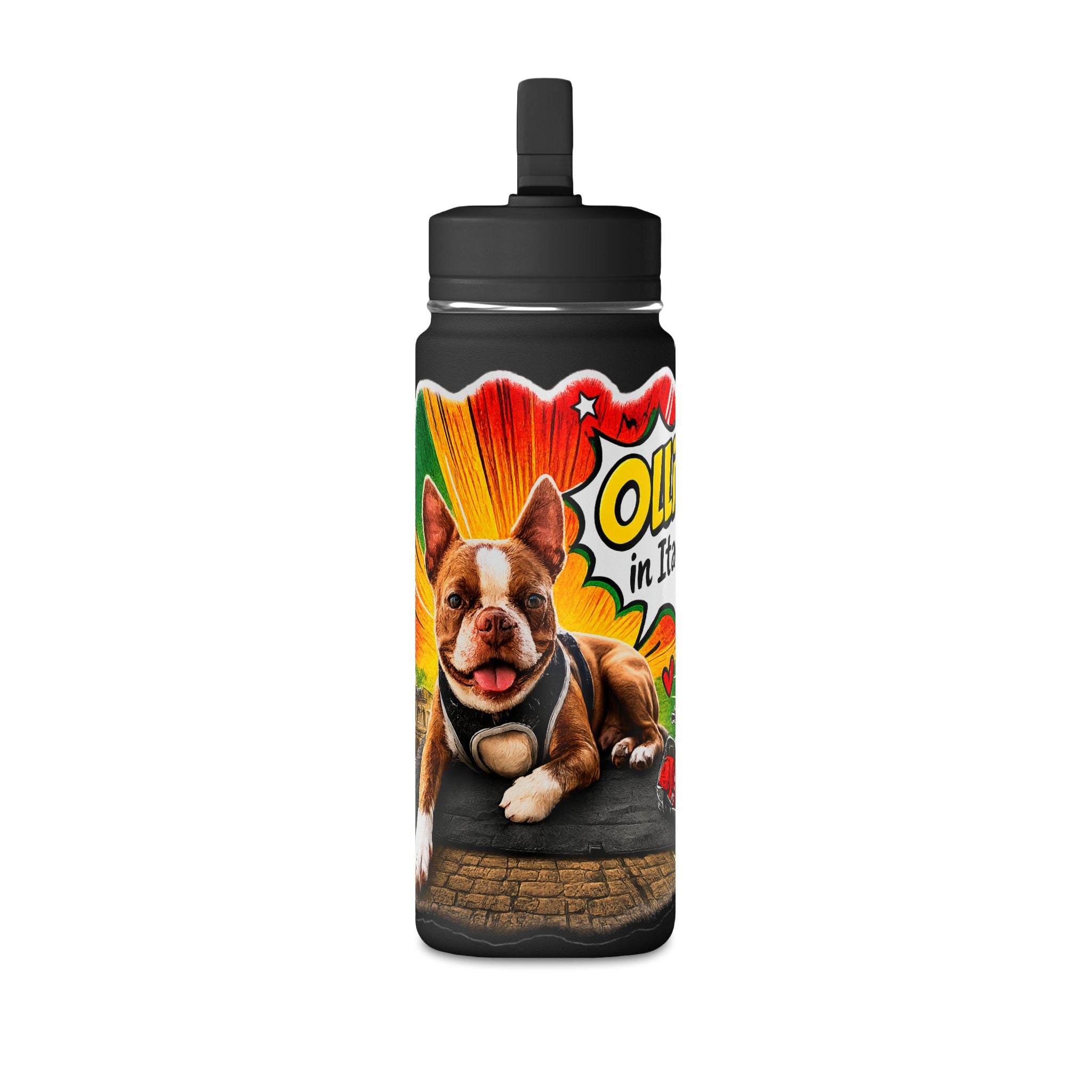 Boston Terrier Pop Art Mini Water Bottle 20oz | Colorful Dog Illustration