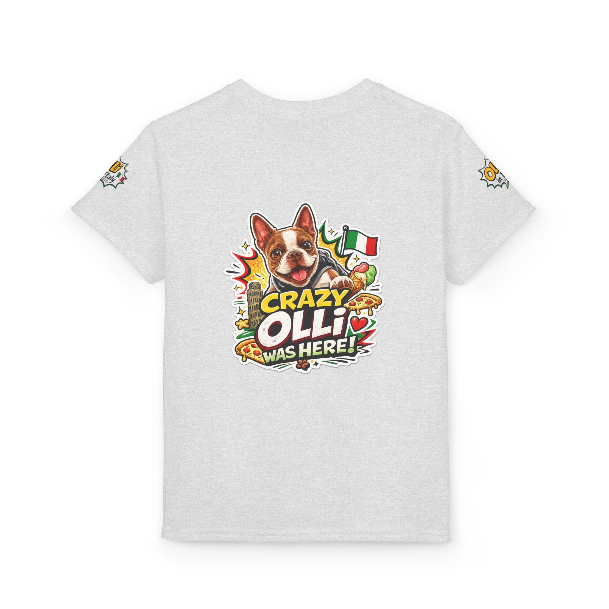 Youth T-Shirt — "Crazy Olli Was Here" Olli the Boston Terrier In Italy Dog Graphic