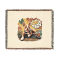 Olli in Italy dog illustration Woven Blanket | travel retro pet throw
