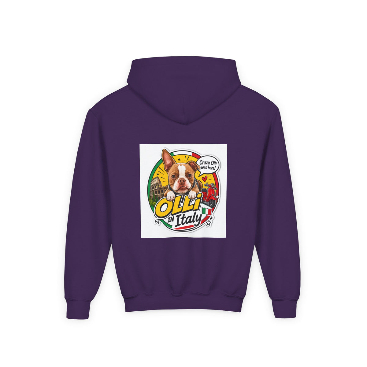 Youth Hoodie — Olli in Italy Pizza Dog Graphic Sweatshirt