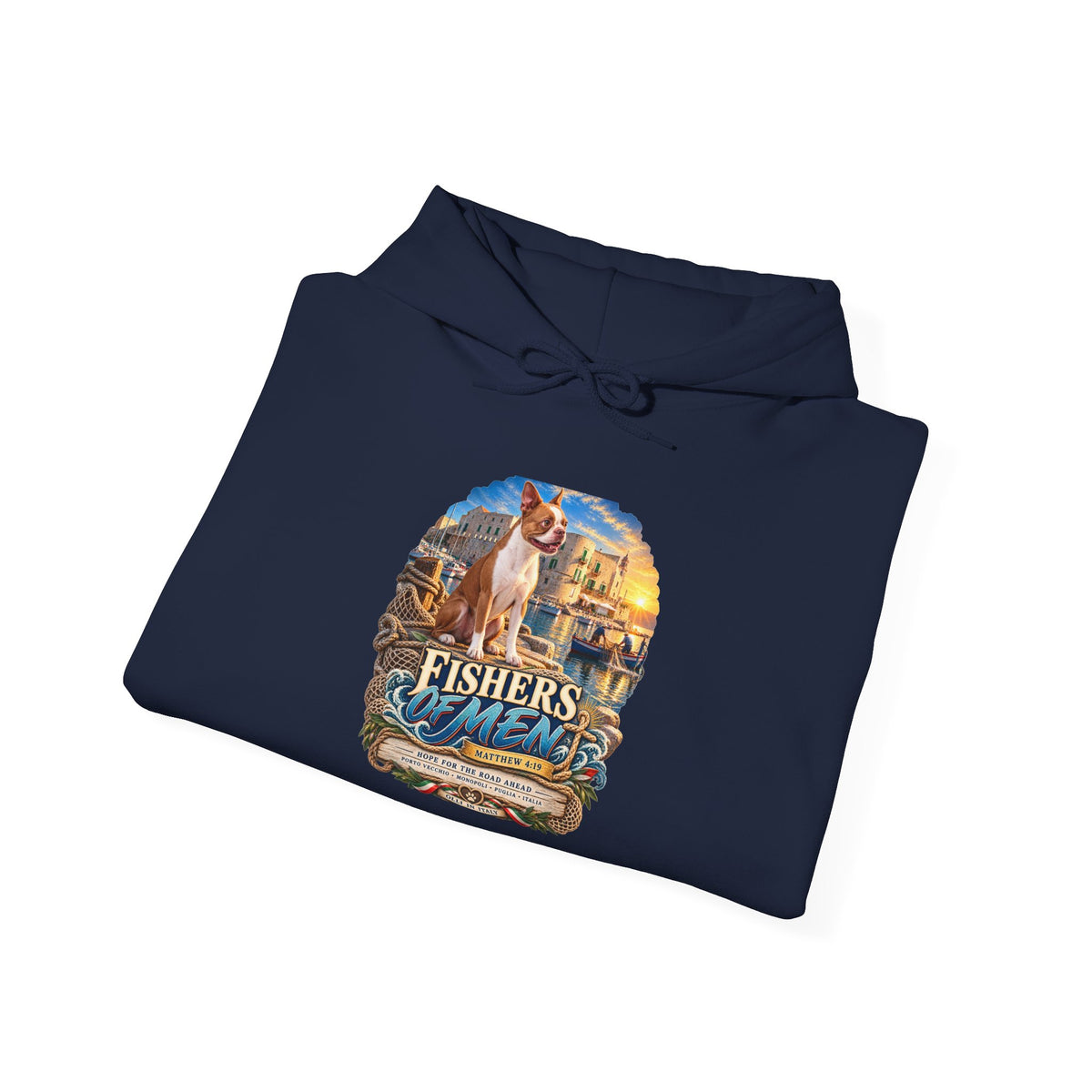 Fishing Vintage Hoodie — "Fishers of Men" Nautical Christian Graphic Sweatshirt