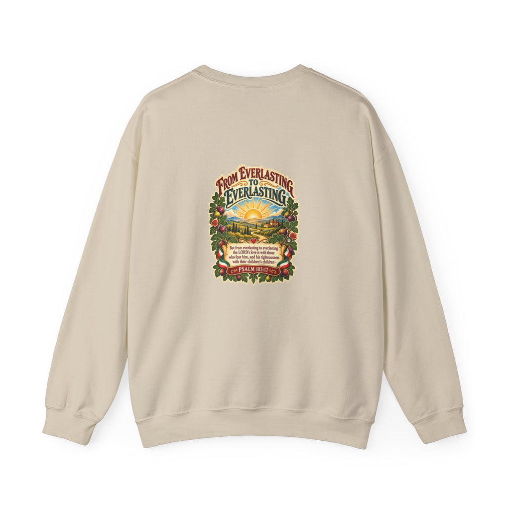 Crewneck Sweatshirt — 'From Everlasting to Everlasting' Vintage Sunrise Religious Design