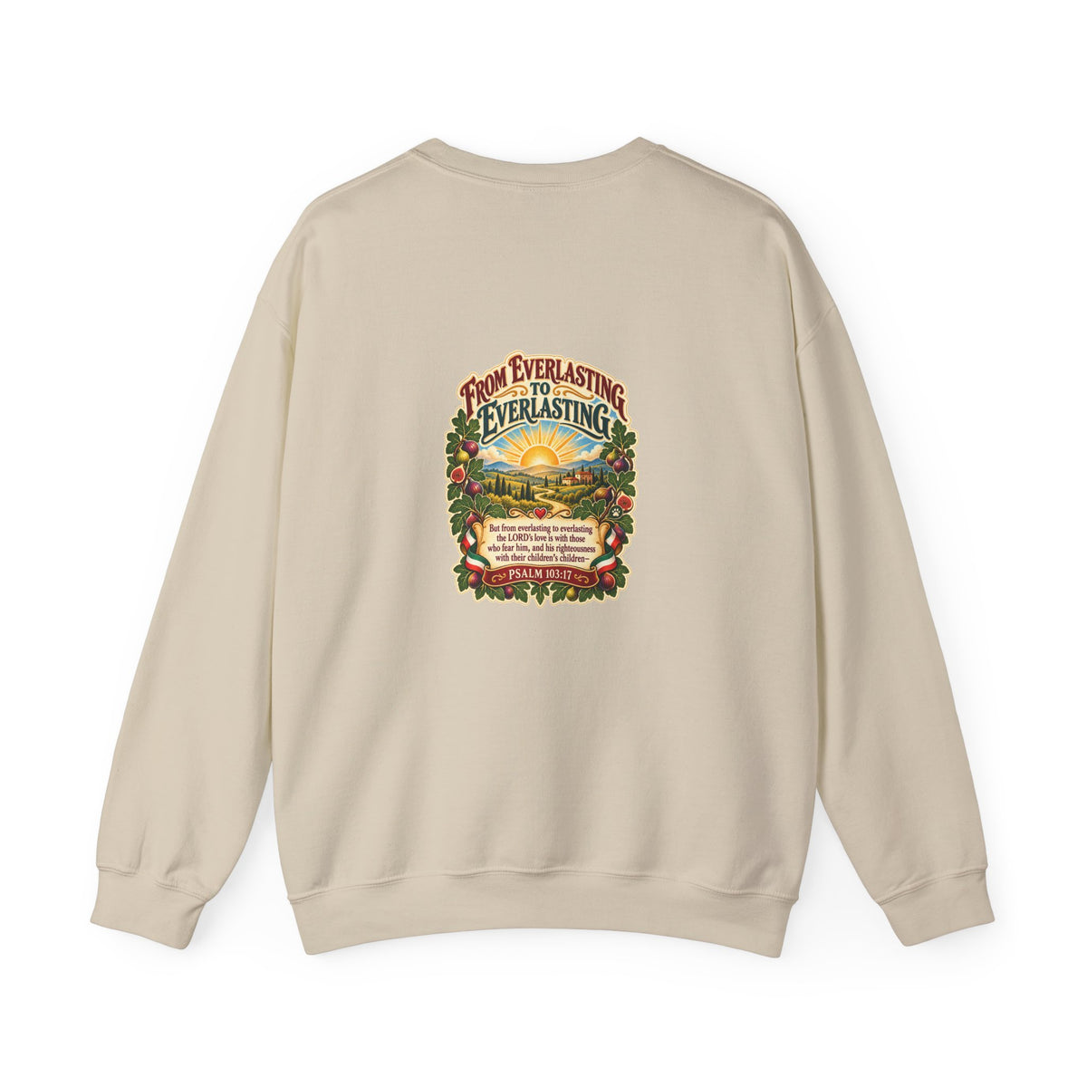 Crewneck Sweatshirt — 'From Everlasting to Everlasting' Vintage Sunrise Religious Design