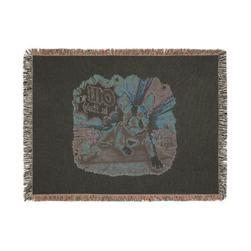 Olli in Italy dog illustration Woven Blanket | travel retro pet throw