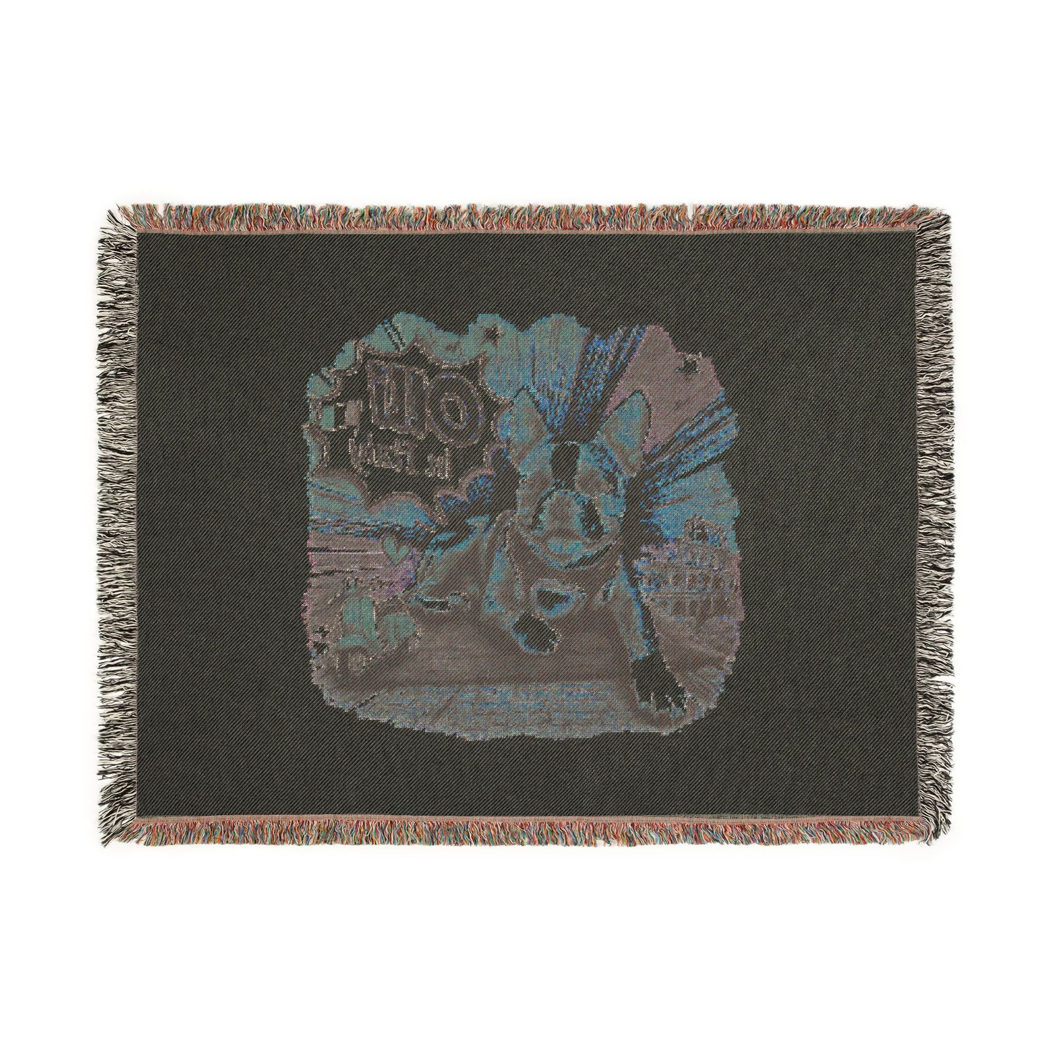 Olli in Italy dog illustration Woven Blanket | travel retro pet throw