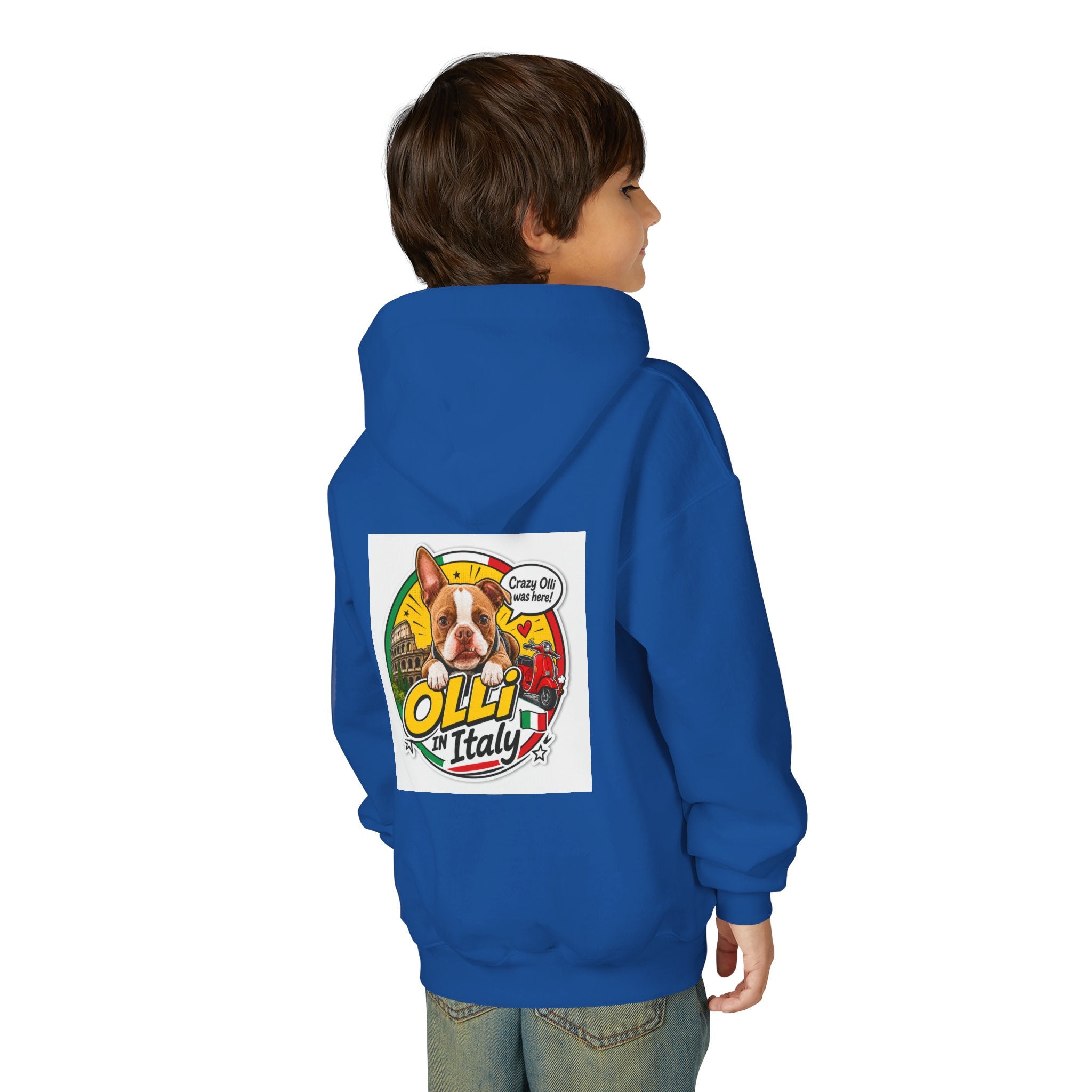 Youth Hoodie — Olli in Italy Pizza Dog Graphic Sweatshirt