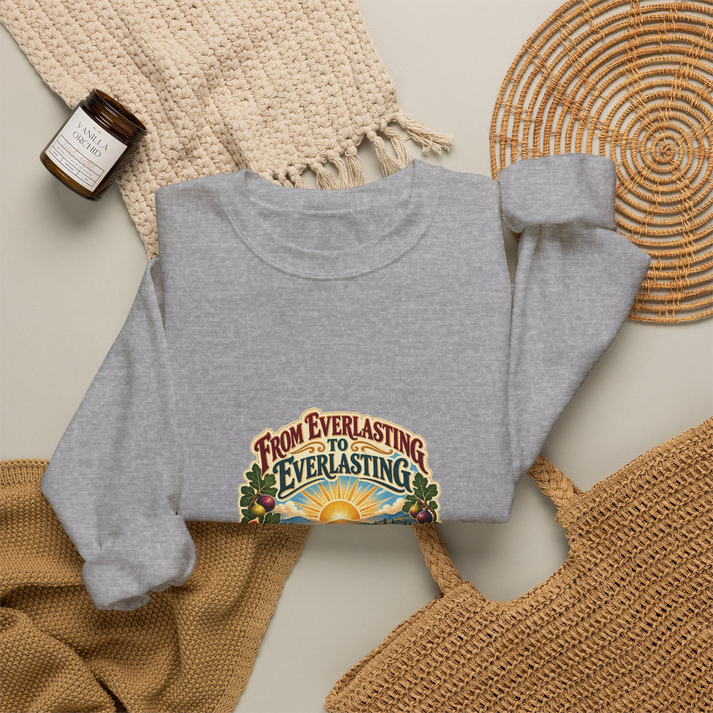Crewneck Sweatshirt - 'From Everlasting to Everlasting' Vintage Floral Inspirational Design