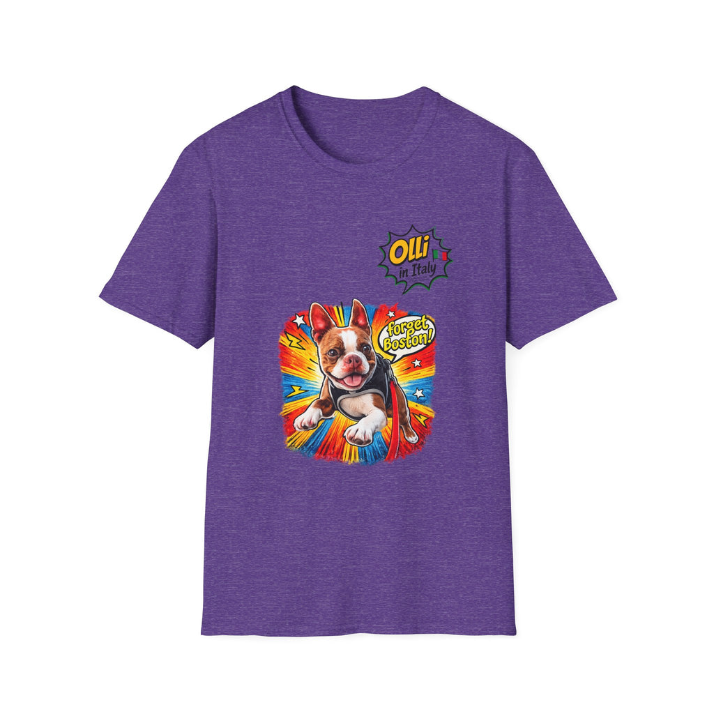Olli in Italy "Forget Boston" Graphic T-Shirt — Colorful Dog Pop Art Tee