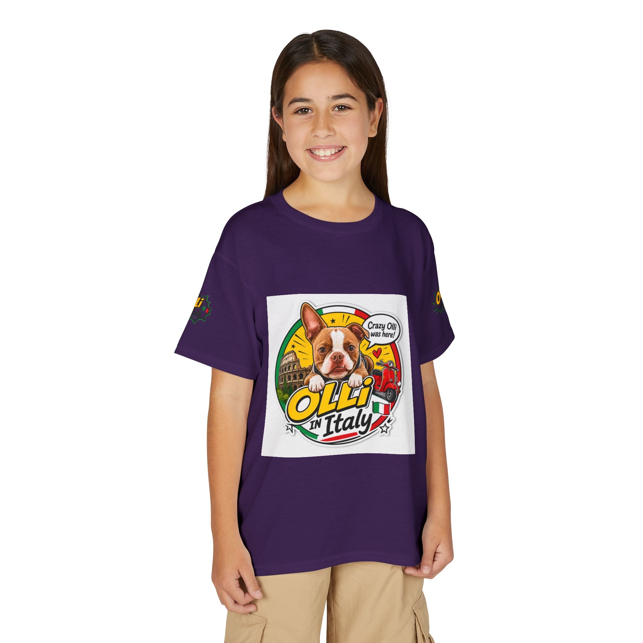 Youth T-Shirt — "Crazy Olli Was Here" Olli the Boston Terrier In Italy Dog Graphic