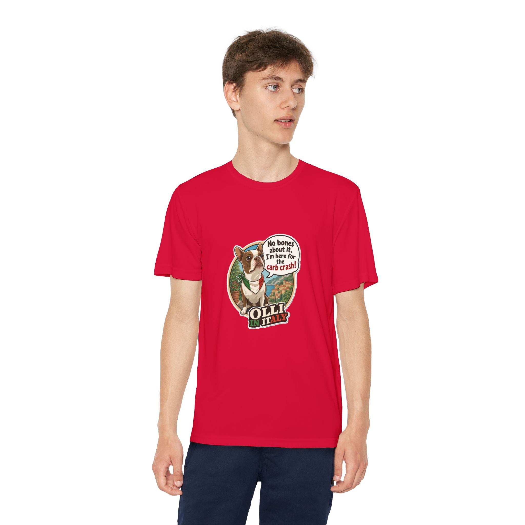 Youth Competitor Tee - 'Ollie the Boston Terrier' Funny Kids Racing Shirt