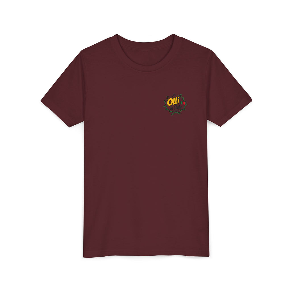 Kids' Pizza Olli the Boston Terrier Tee — "Saved by Grace" Funny Italian Pizza Youth Shirt