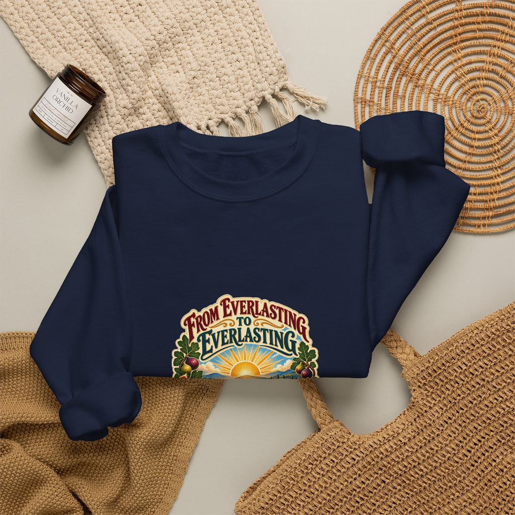 Crewneck Sweatshirt - 'From Everlasting to Everlasting' Vintage Floral Inspirational Design