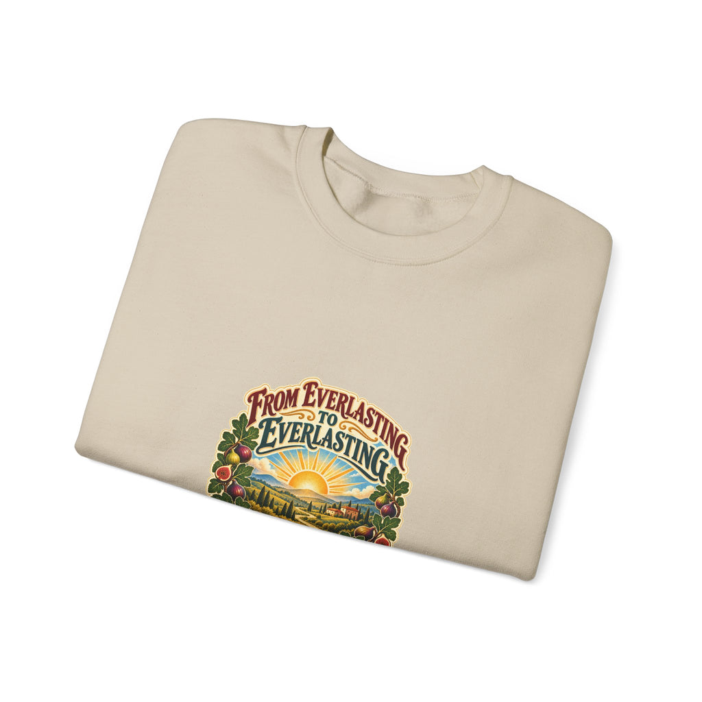 Crewneck Sweatshirt - 'From Everlasting to Everlasting' Vintage Floral Inspirational Design