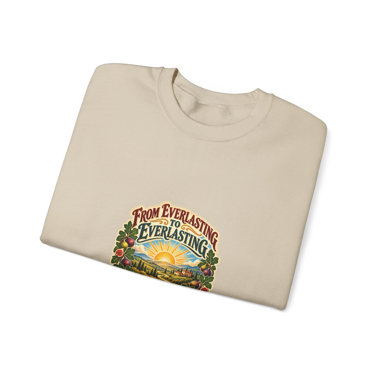 Crewneck Sweatshirt - 'From Everlasting to Everlasting' Vintage Floral Inspirational Design