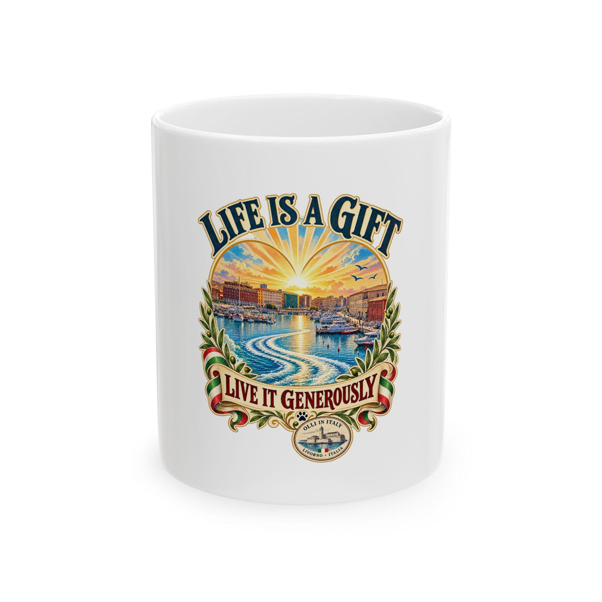 Life Is a Gift Ceramic Mug — "Live It Generously" Inspirational Coffee Cup (11oz & 15oz)