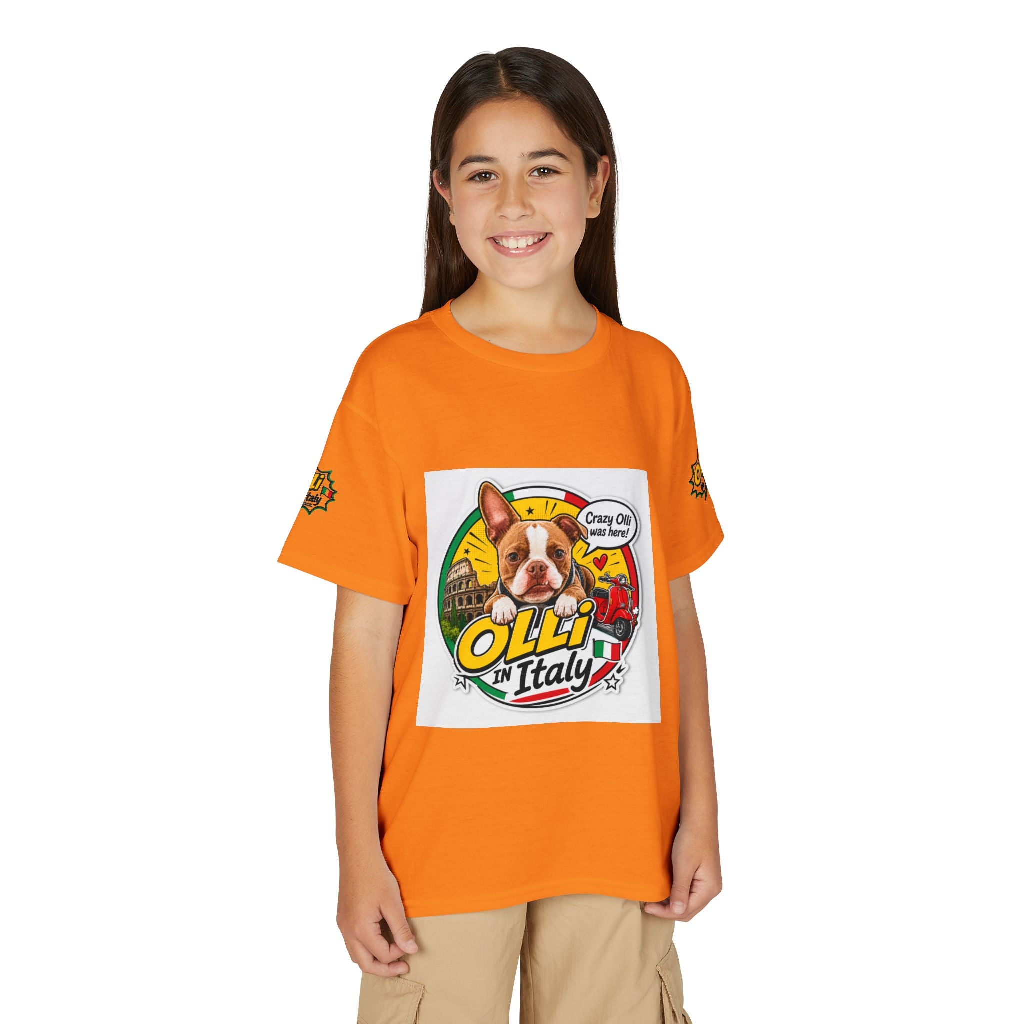 Youth T-Shirt — "Crazy Olli Was Here" Olli the Boston Terrier In Italy Dog Graphic