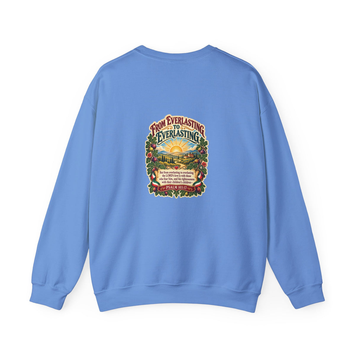 Crewneck Sweatshirt — 'From Everlasting to Everlasting' Vintage Sunrise Religious Design