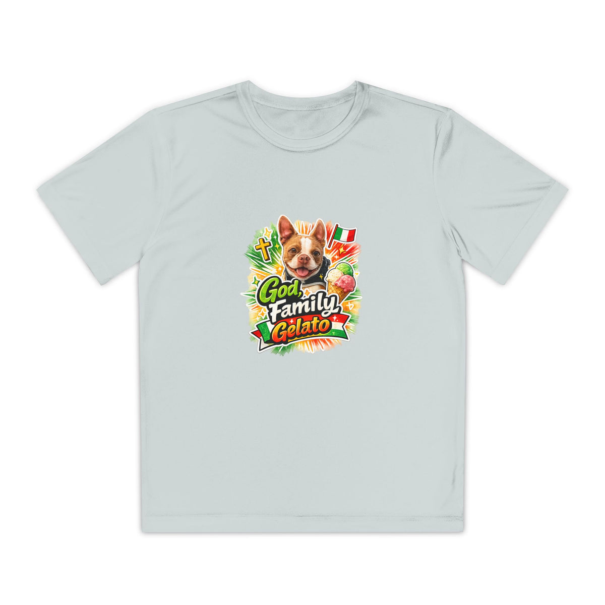 Youth Graphic Tee — 'God, Family, Gelato' Dog Logo