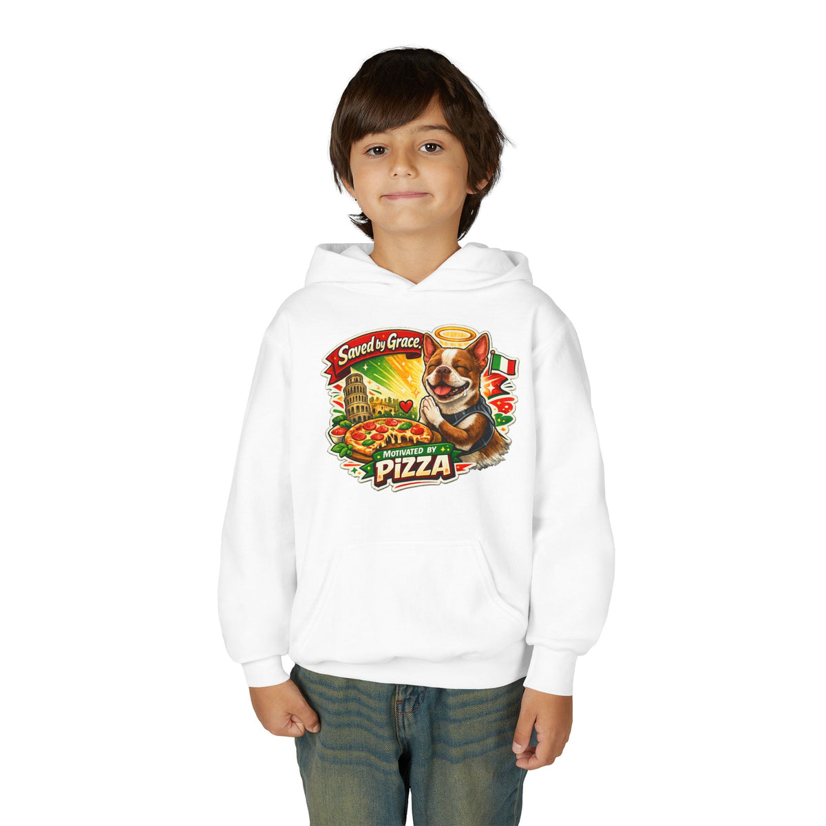 Olli the Boston Terrier Pizza Adventure Hoodie | My Nose Says This Way sweatshirt