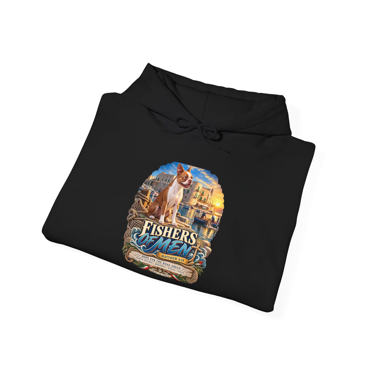 Fishing Vintage Hoodie — "Fishers of Men" Nautical Christian Graphic Sweatshirt