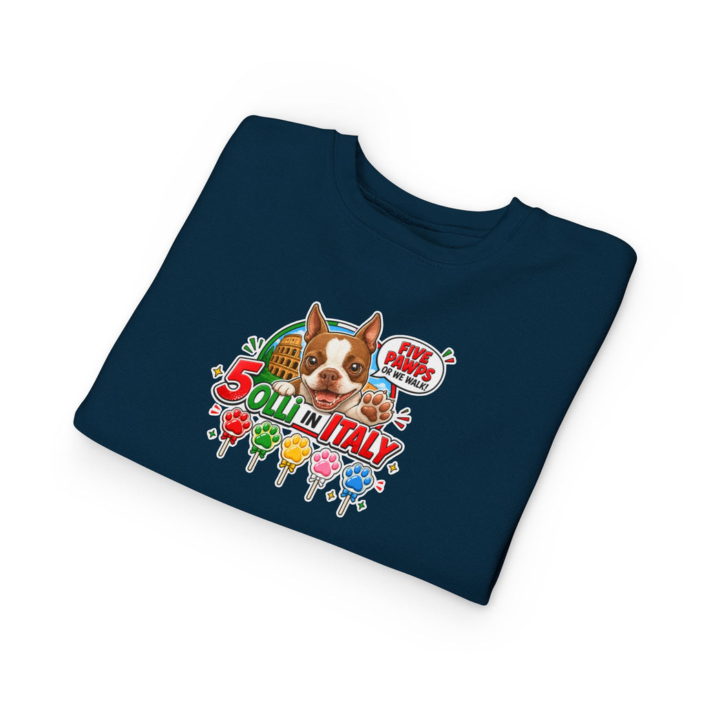 Toddler Sweatshirt - "Olli in Italy" Cute Boston Terrier Puppy Travel Crewneck