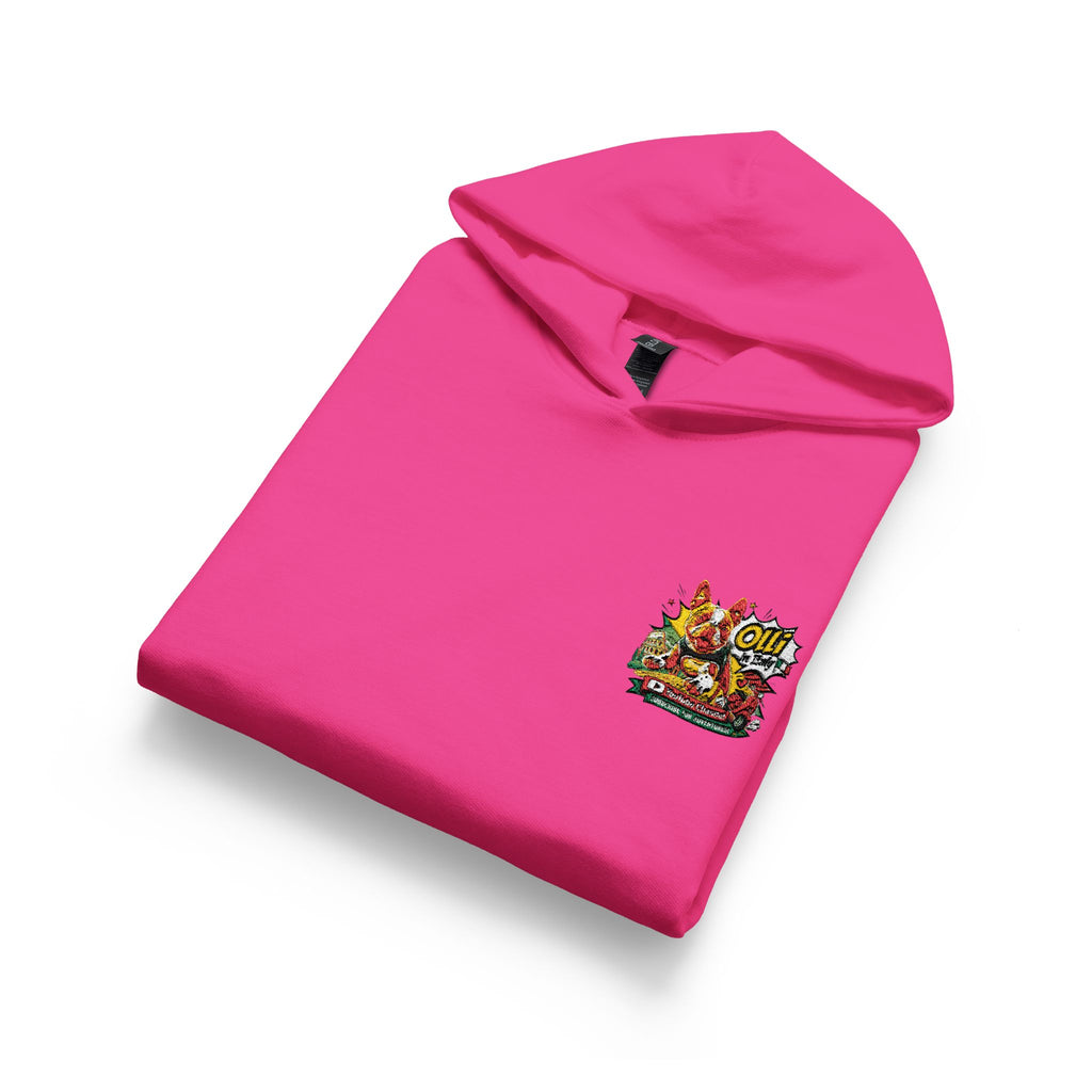Olli the Boston Terrier Kids Hoodie with Colorful Confetti Pocket Print
