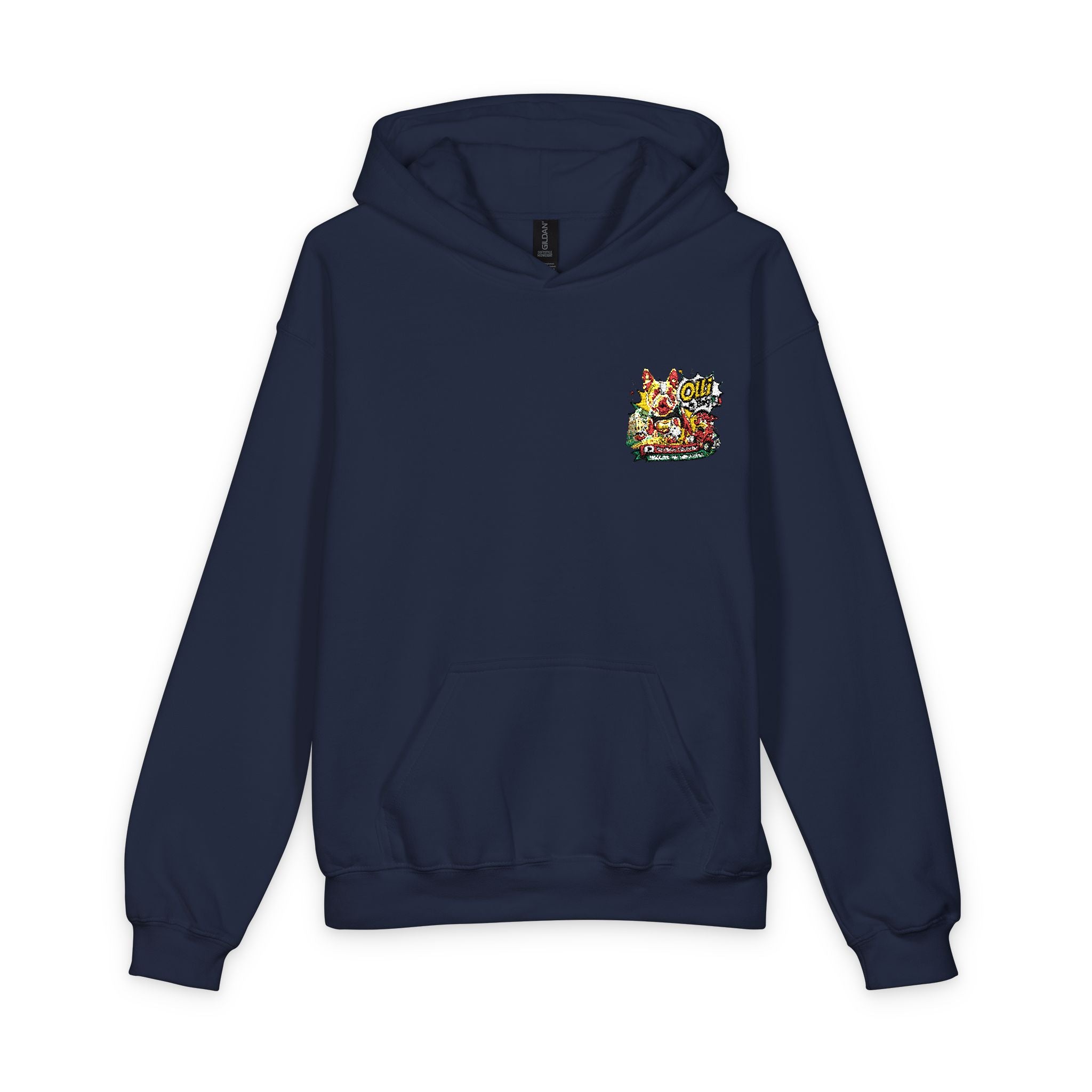 Olli the Boston Terrier Kids Hoodie with Colorful Confetti Pocket Print