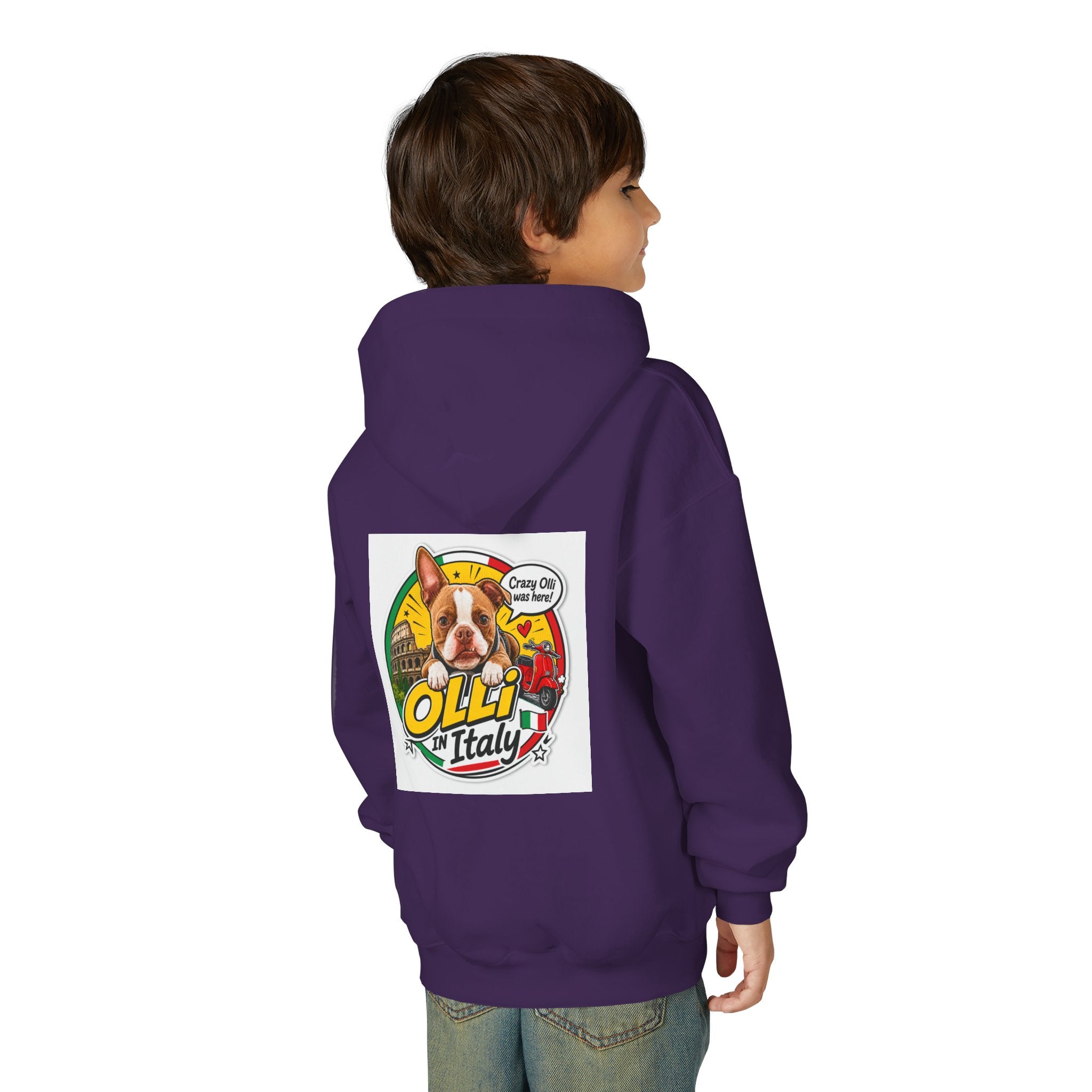 Youth Hoodie — Olli in Italy Pizza Dog Graphic Sweatshirt