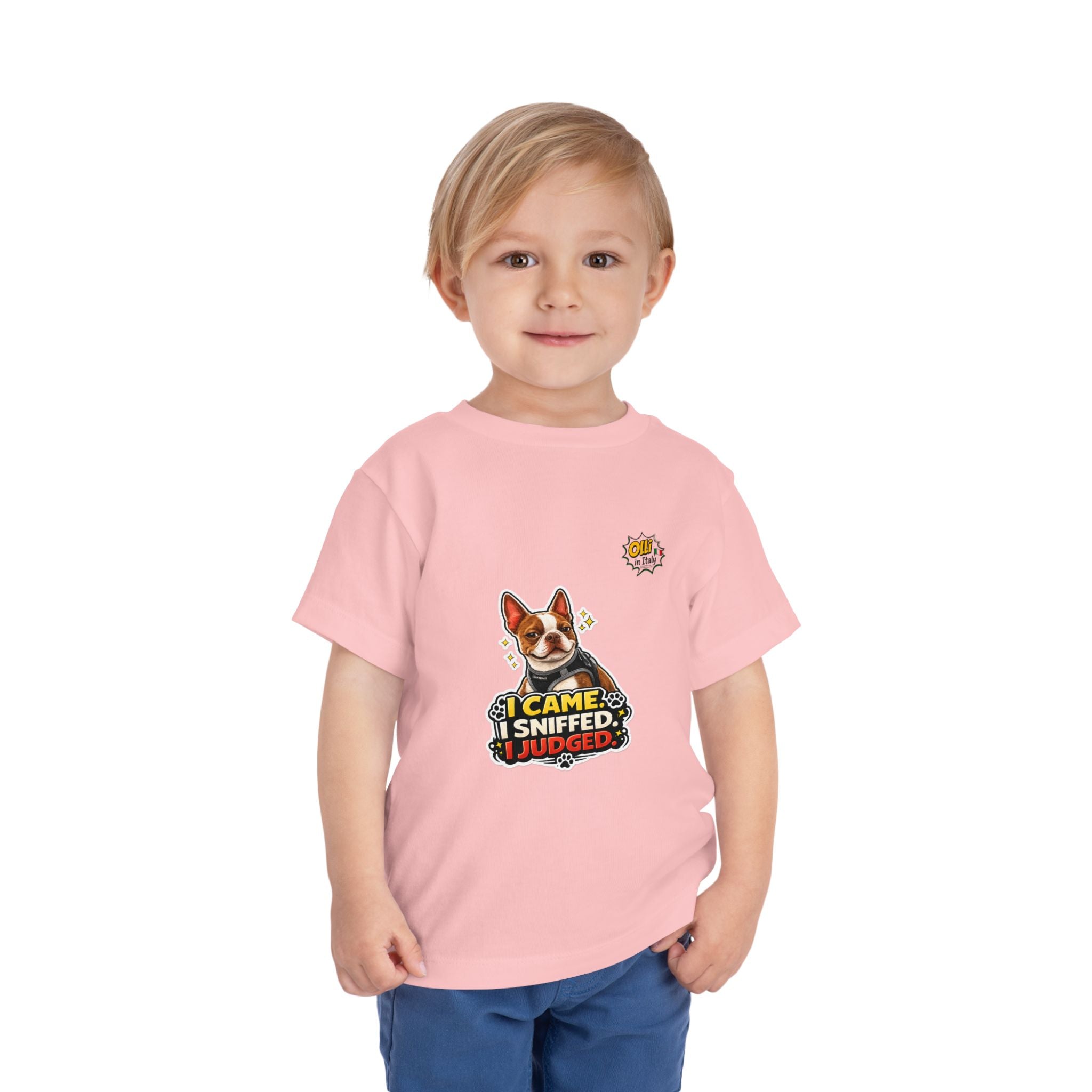 Toddler Tee — Cute Olli the Boston Terrier "I Came, I Sniffed, I Judged" Graphic