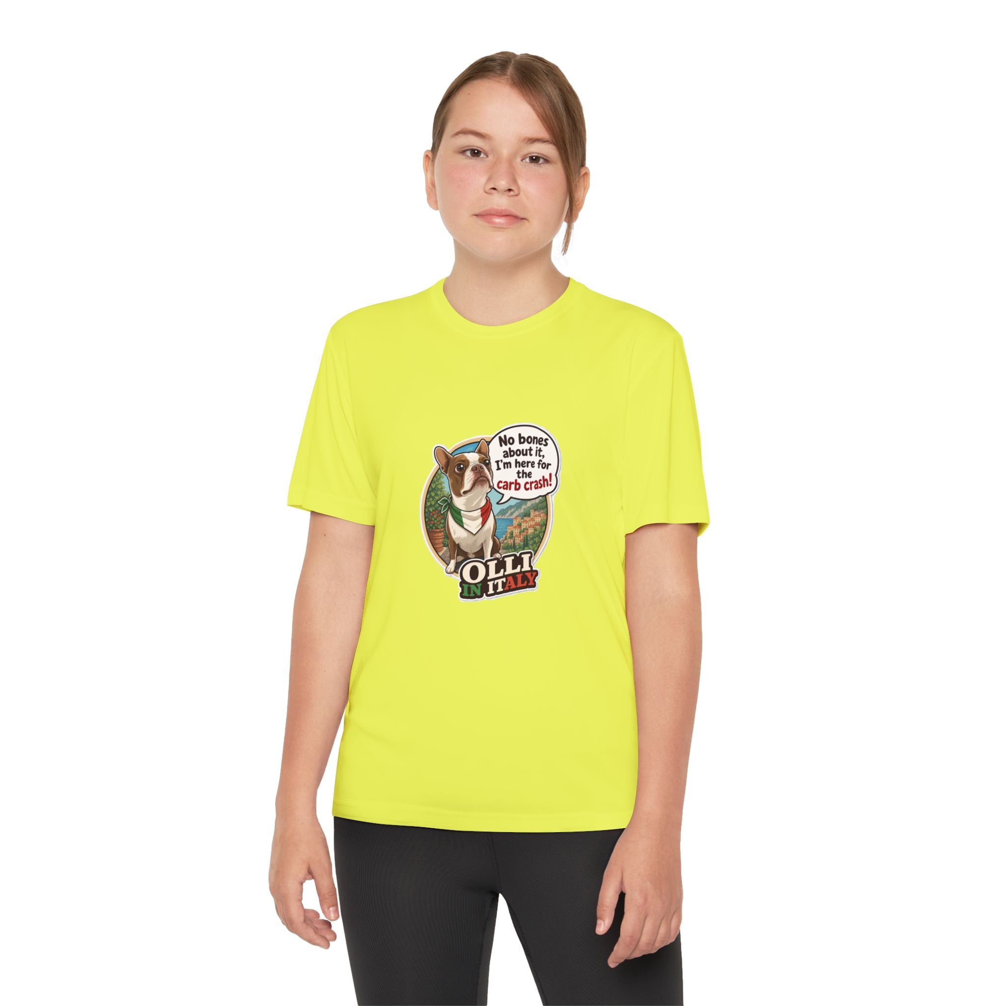 Youth Competitor Tee - 'Ollie the Boston Terrier' Funny Kids Racing Shirt