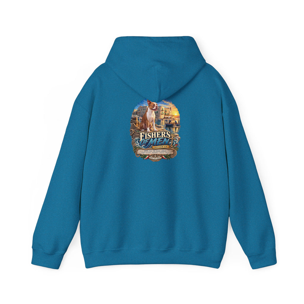 Fishers Indiana Hoodie — Vintage Lakeside Harbor Illustration