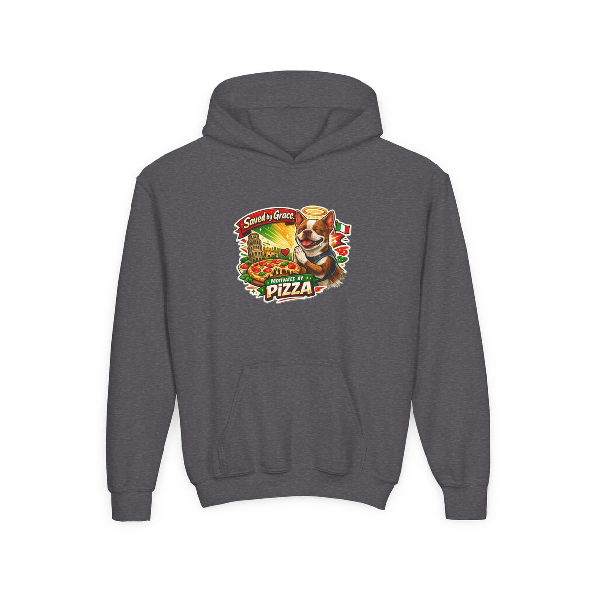 Youth Hoodie — Olli in Italy Pizza Dog Graphic Sweatshirt