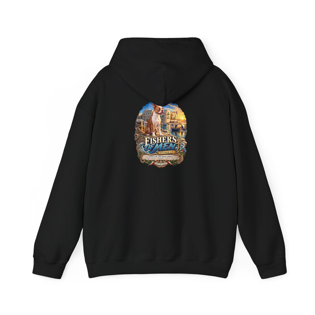 Fishers Indiana Hoodie — Vintage Lakeside Harbor Illustration