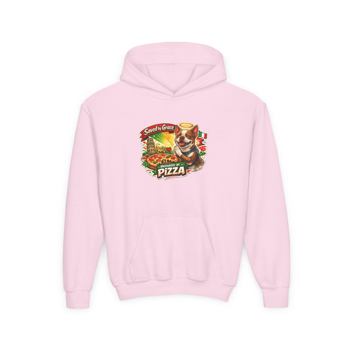 Youth Hoodie — Olli in Italy Pizza Dog Graphic Sweatshirt