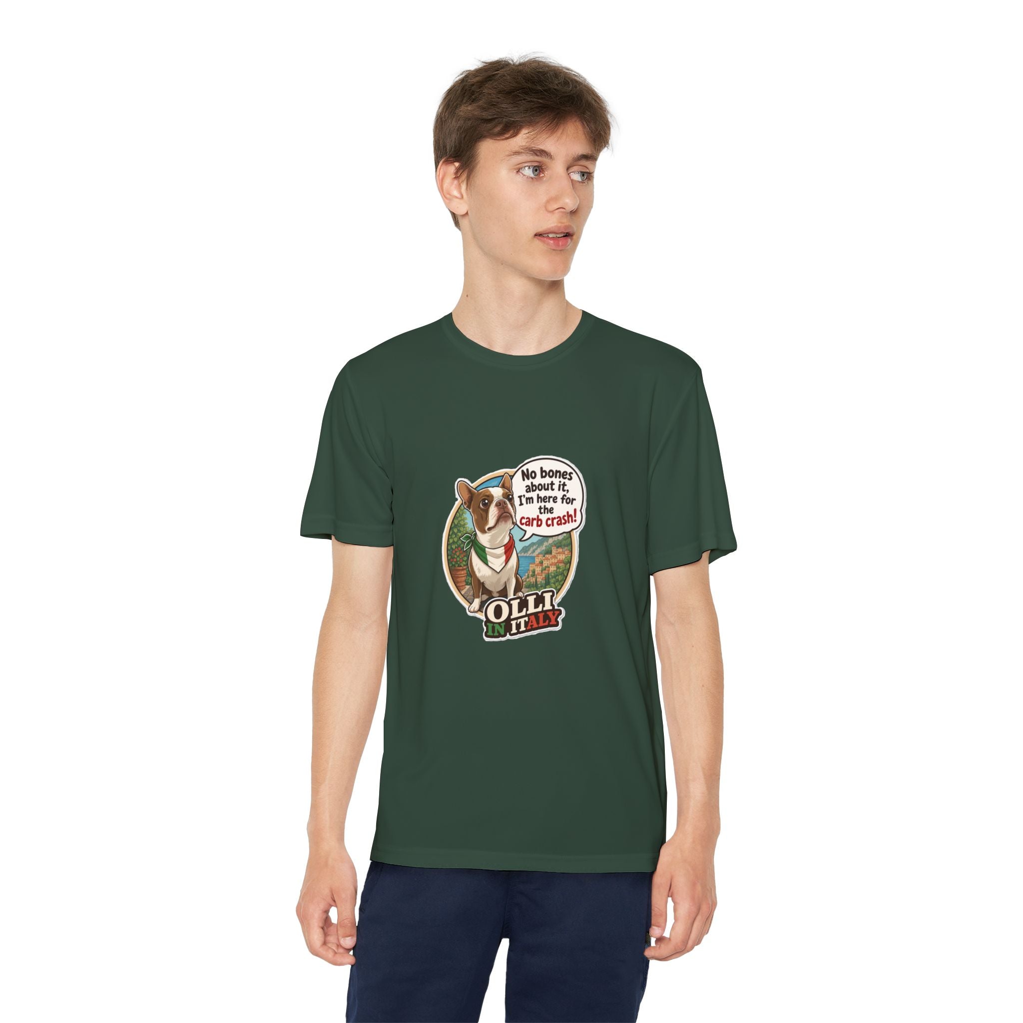 Youth Competitor Tee - 'Ollie the Boston Terrier' Funny Kids Racing Shirt