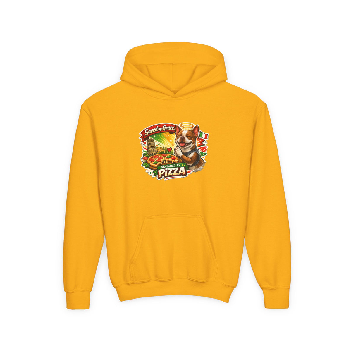 Youth Hoodie — Olli in Italy Pizza Dog Graphic Sweatshirt