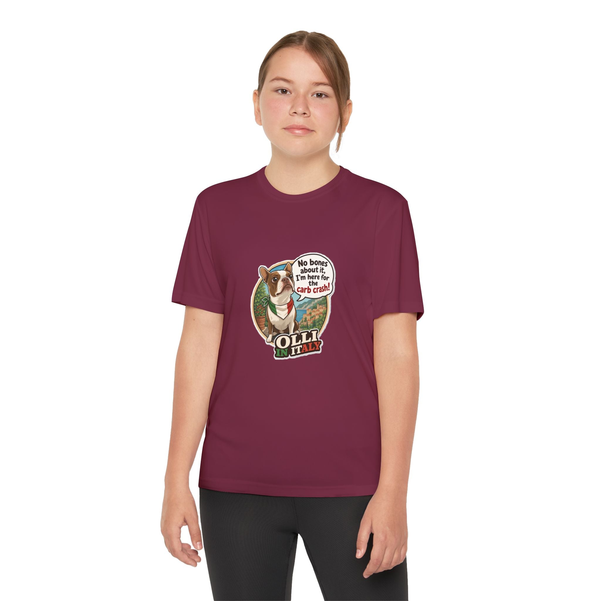 Youth Competitor Tee - 'Ollie the Boston Terrier' Funny Kids Racing Shirt