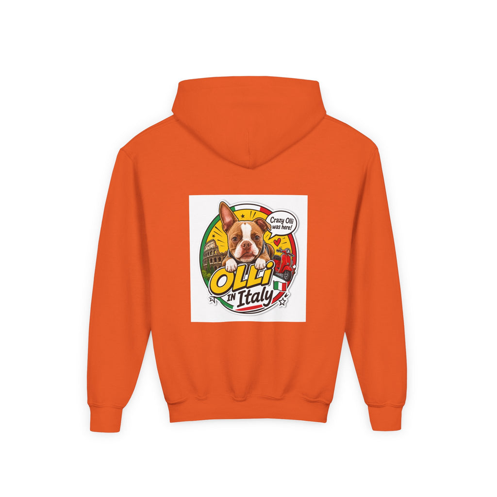 Youth Hoodie — Olli in Italy Pizza Dog Graphic Sweatshirt