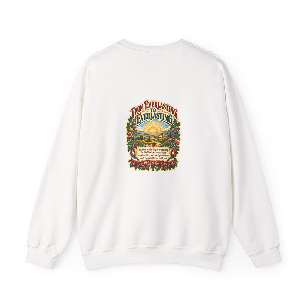 Crewneck Sweatshirt — 'From Everlasting to Everlasting' Vintage Sunrise Religious Design
