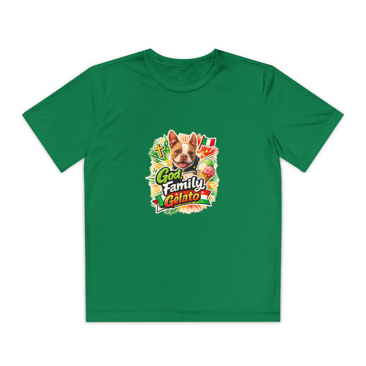 Youth Graphic Tee — 'God, Family, Gelato' Dog Logo