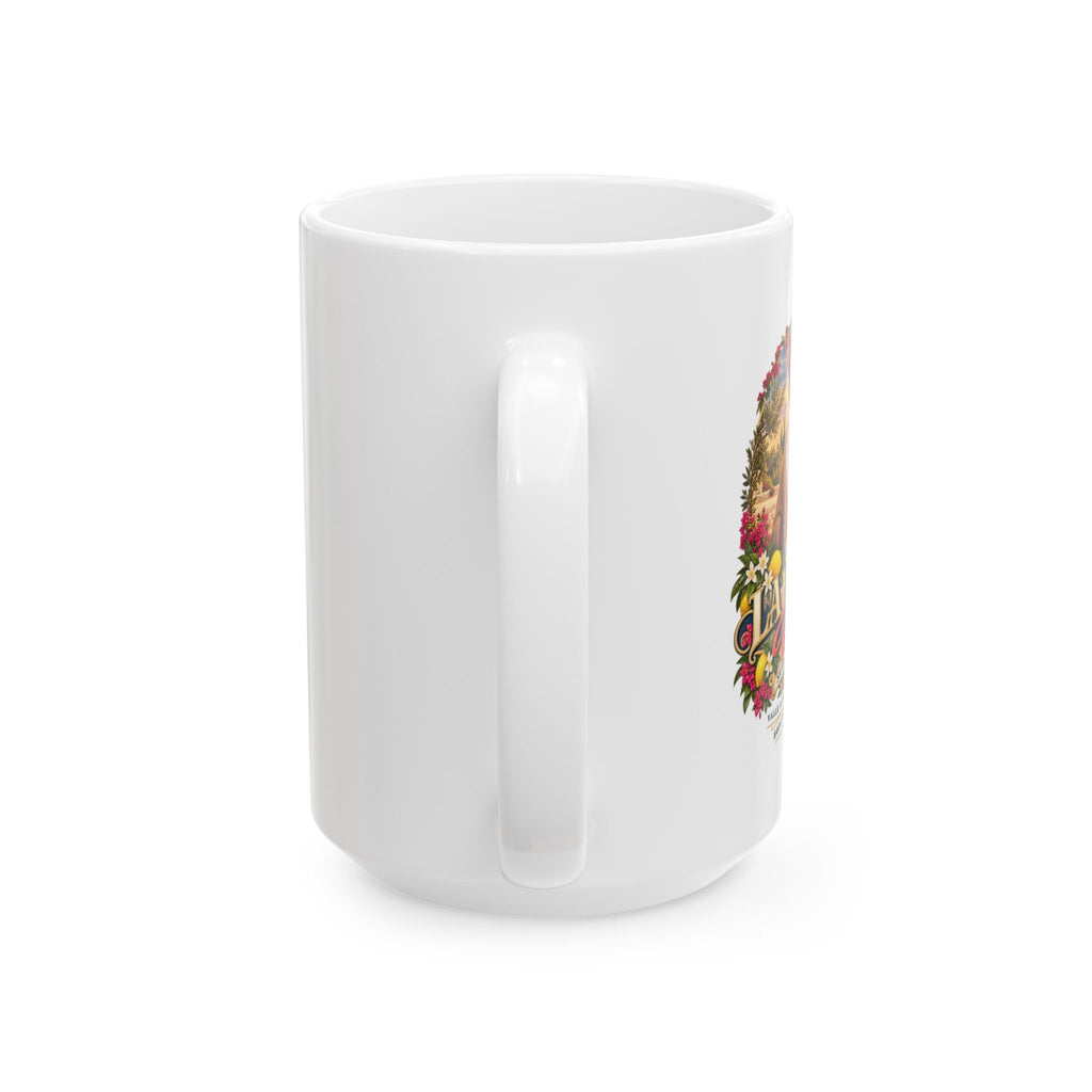 Tropical Beach Ceramic Mug — Vintage Paradise Design (11oz & 15oz)