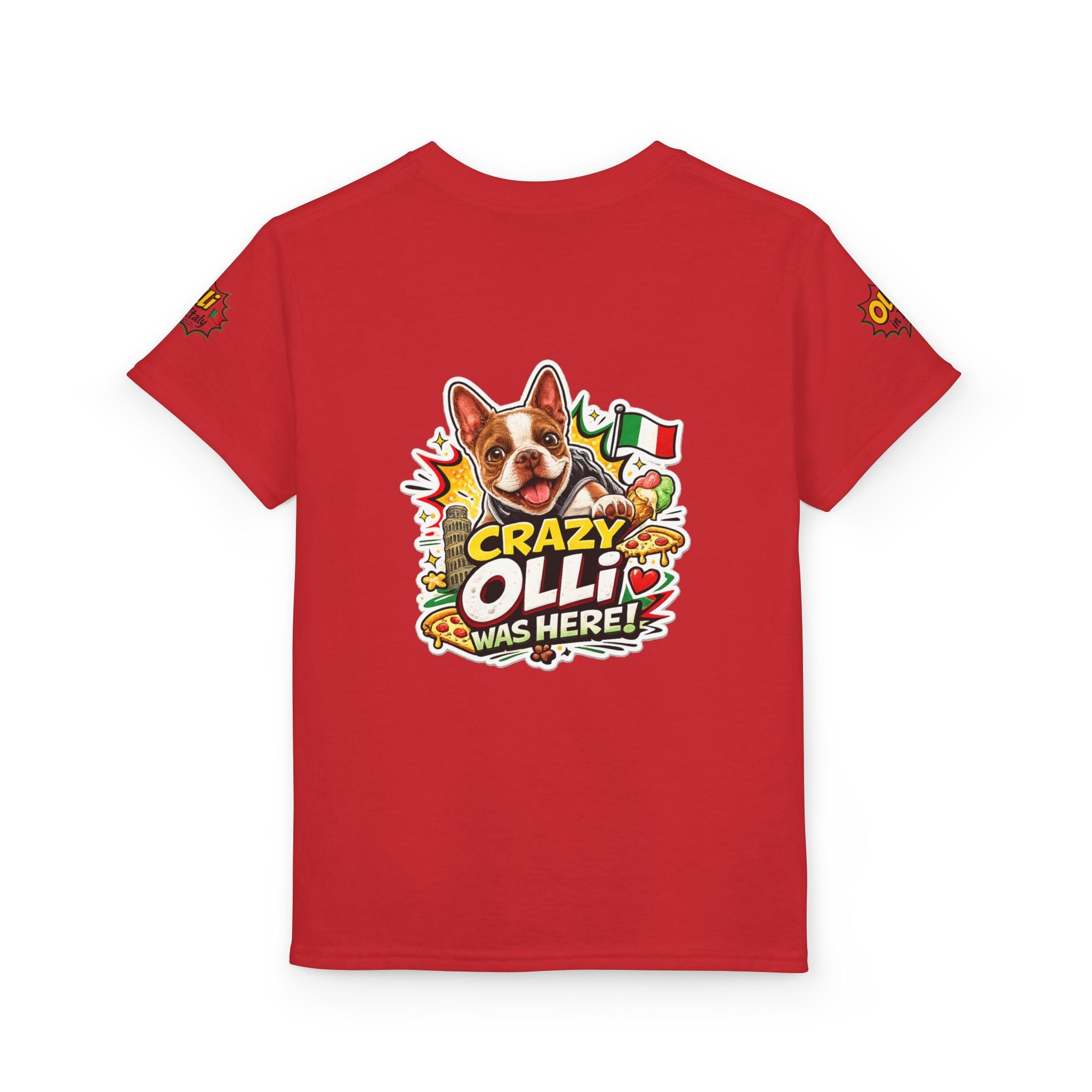Youth T-Shirt — "Crazy Olli Was Here" Olli the Boston Terrier In Italy Dog Graphic