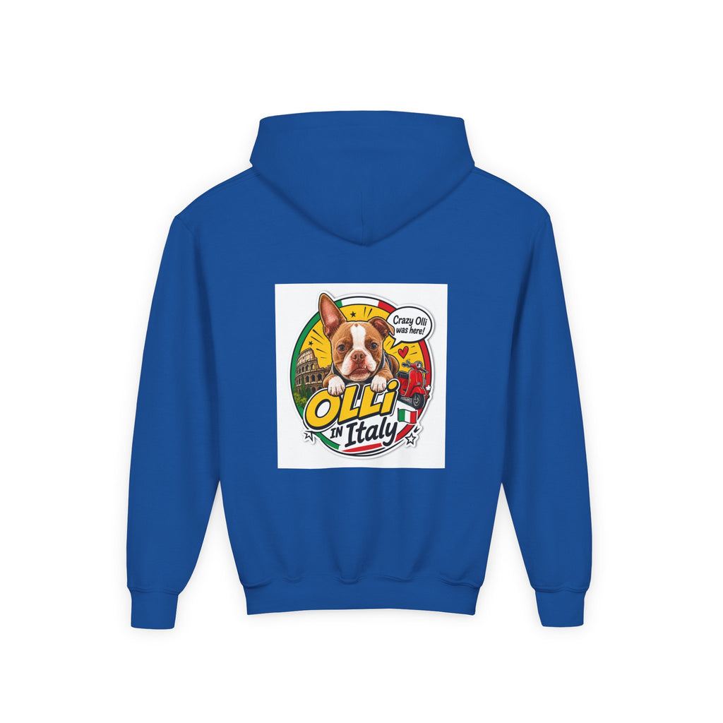 Youth Hoodie — Olli in Italy Pizza Dog Graphic Sweatshirt