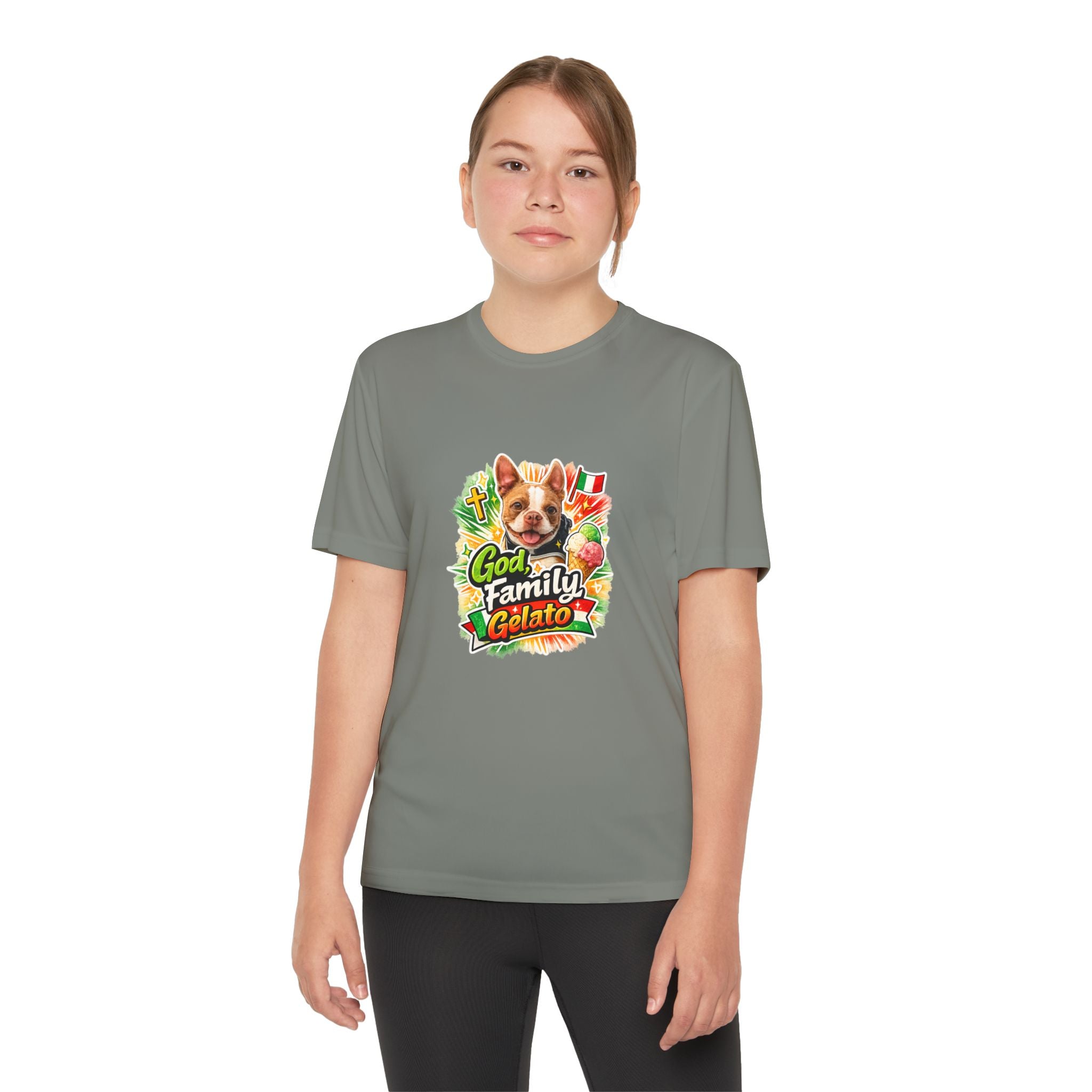 Youth Graphic Tee — 'God, Family, Gelato' Dog Logo