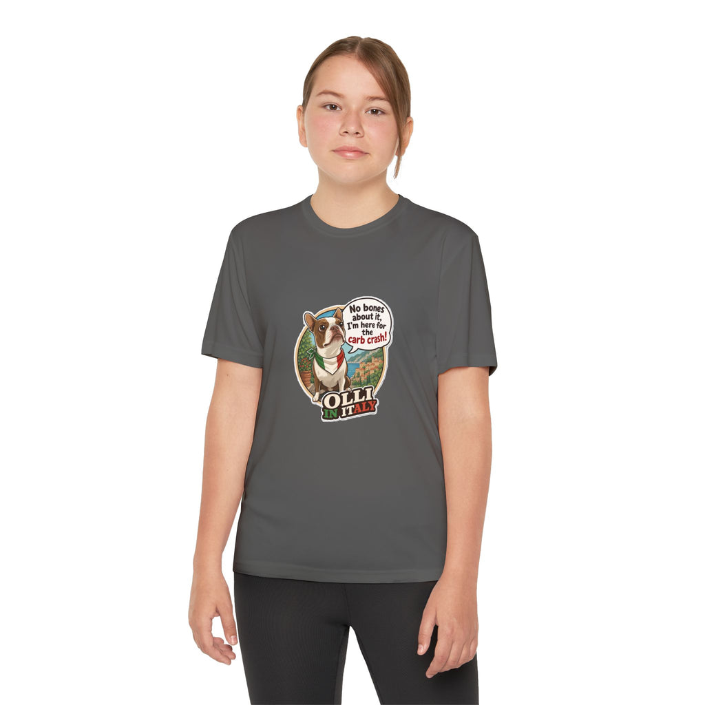Youth Competitor Tee - 'Ollie the Boston Terrier' Funny Kids Racing Shirt