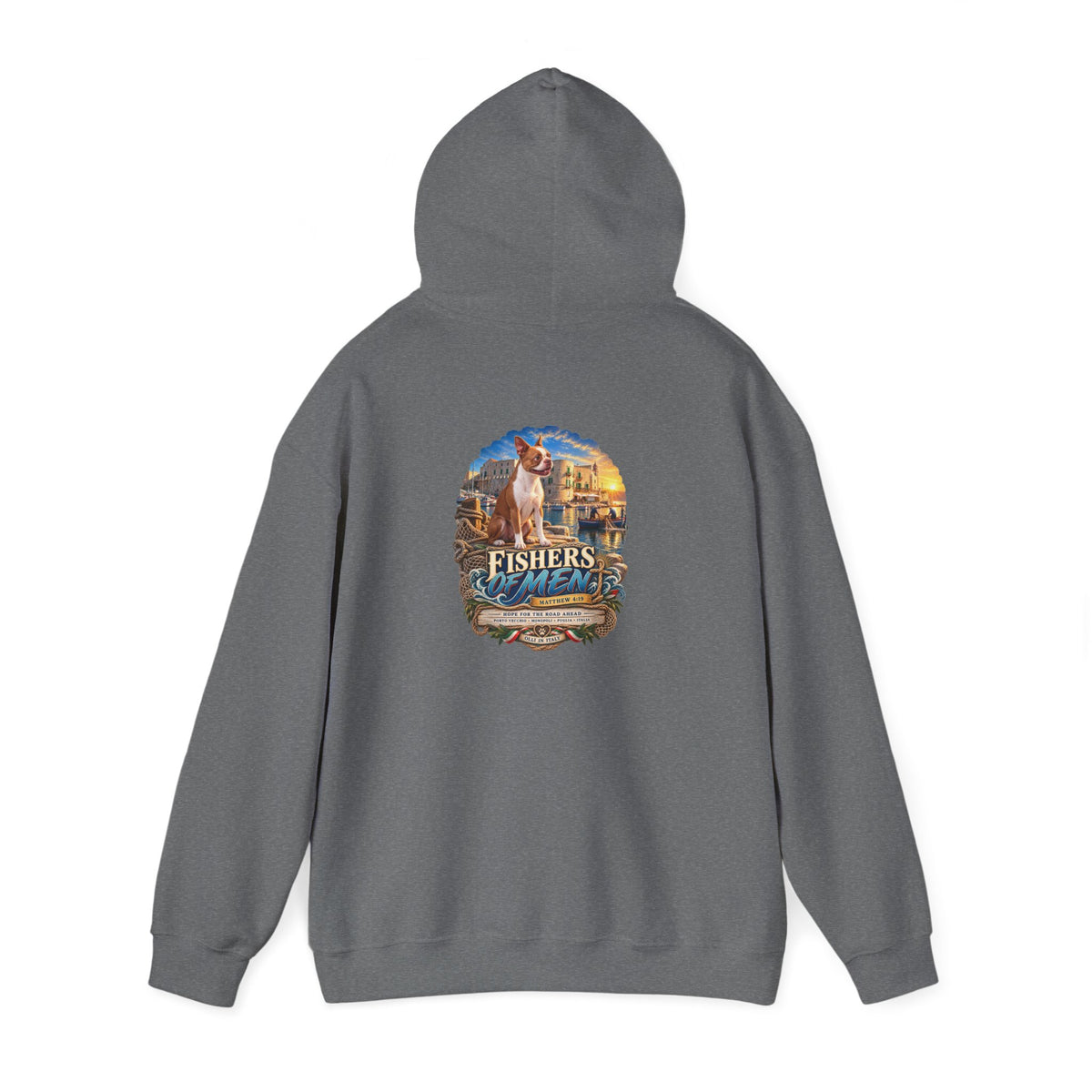 Fishers Indiana Hoodie — Vintage Lakeside Harbor Illustration