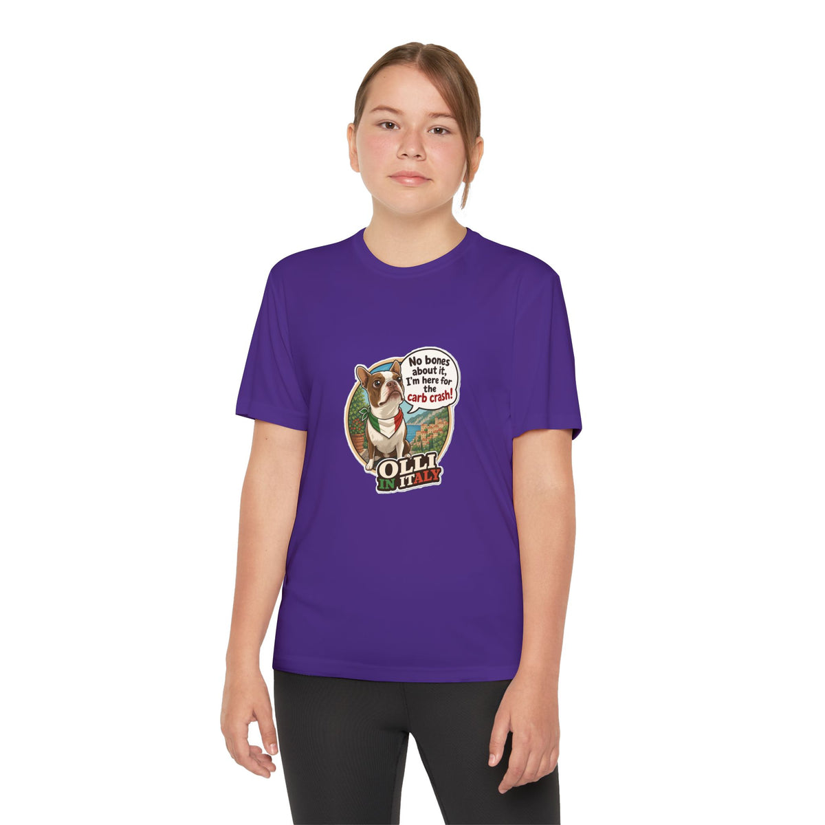 Youth Competitor Tee - 'Olli the Boston Terrier' Funny Kids Racing Shirt