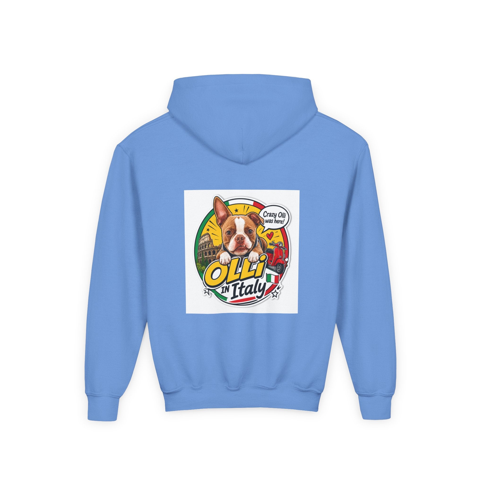 Youth Hoodie — Olli in Italy Pizza Dog Graphic Sweatshirt