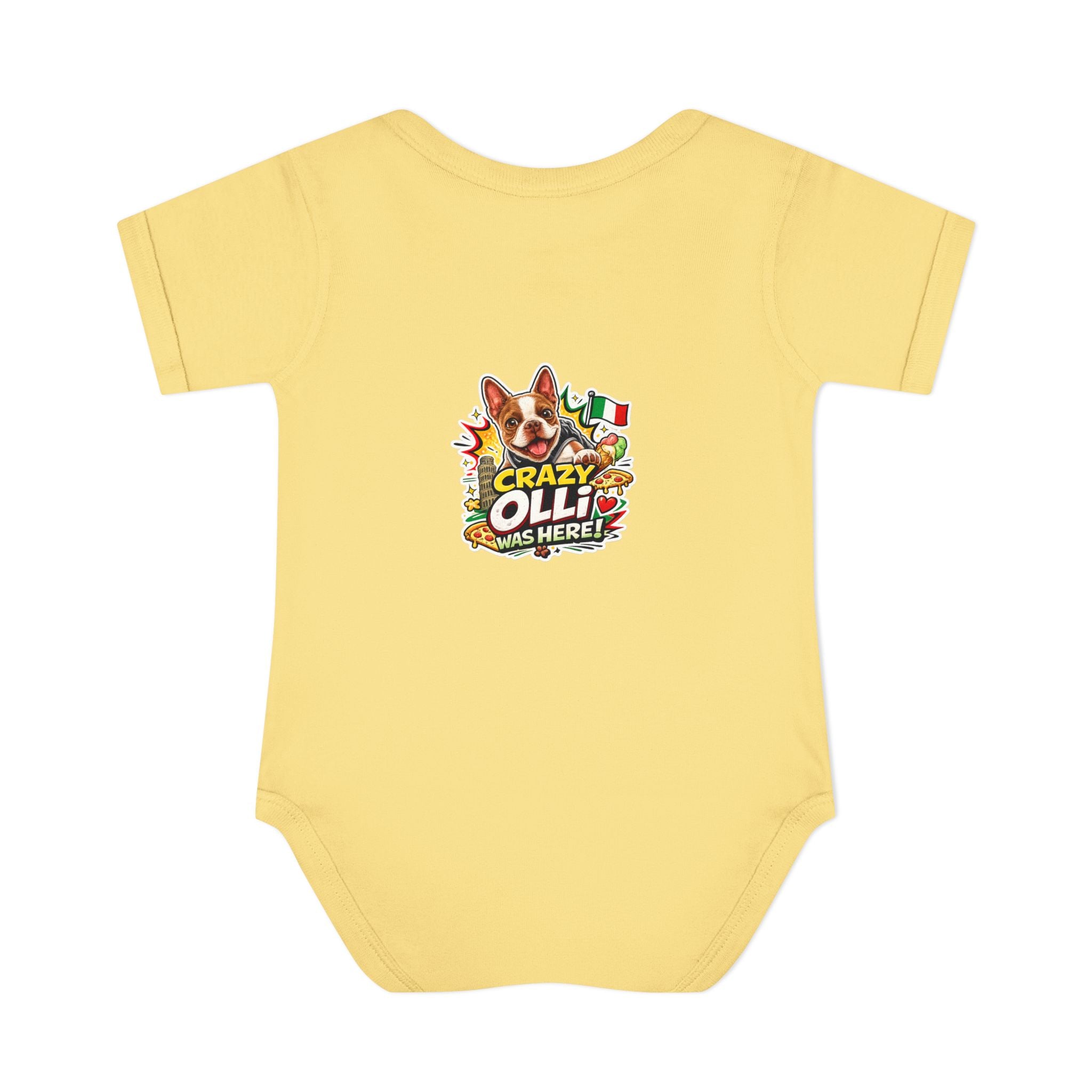 Infant Bodysuit — "My Nose Says This Way" Boston Terrier 'Olli' Baby Onesie (Front & Back Cute Dog Design)