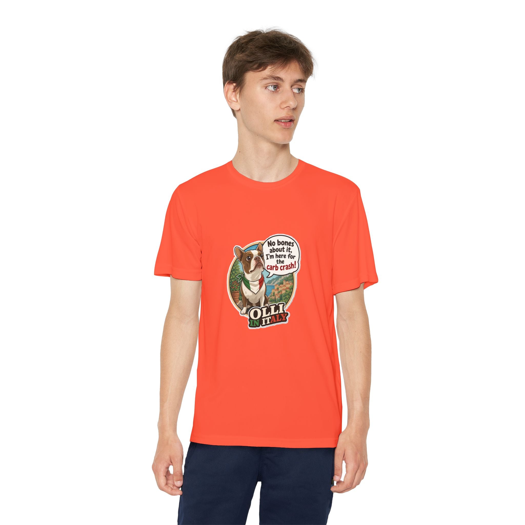 Youth Competitor Tee - 'Ollie the Boston Terrier' Funny Kids Racing Shirt
